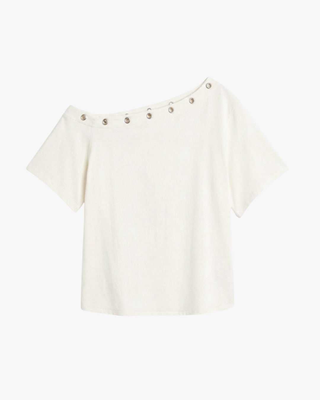ASYMMETRICAL EYELETS TEE - WHITE