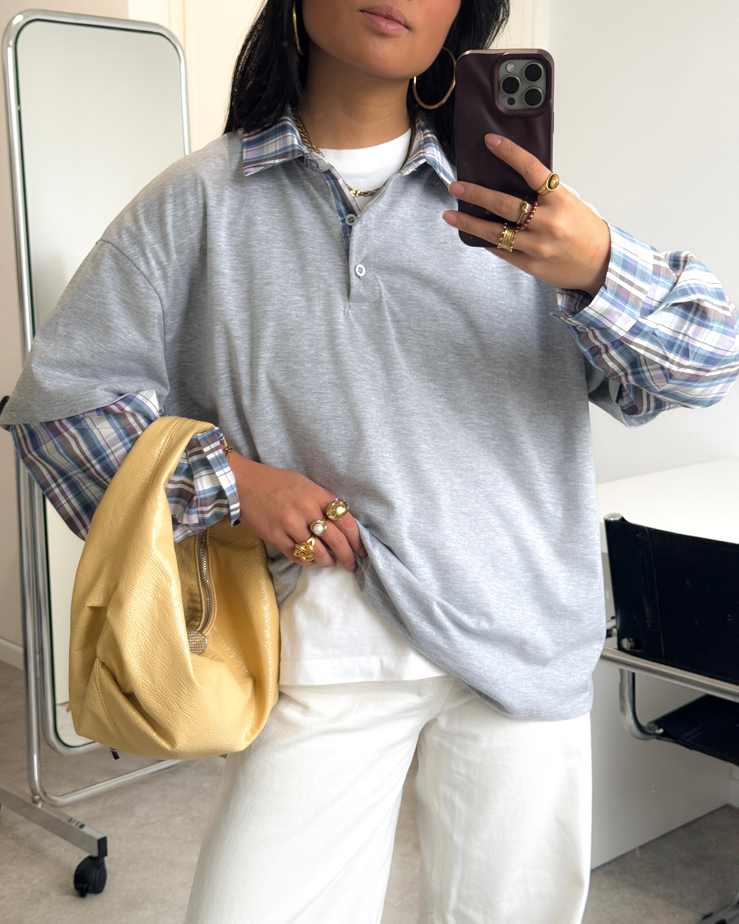 CHECKED POLO SHIRT - GREY