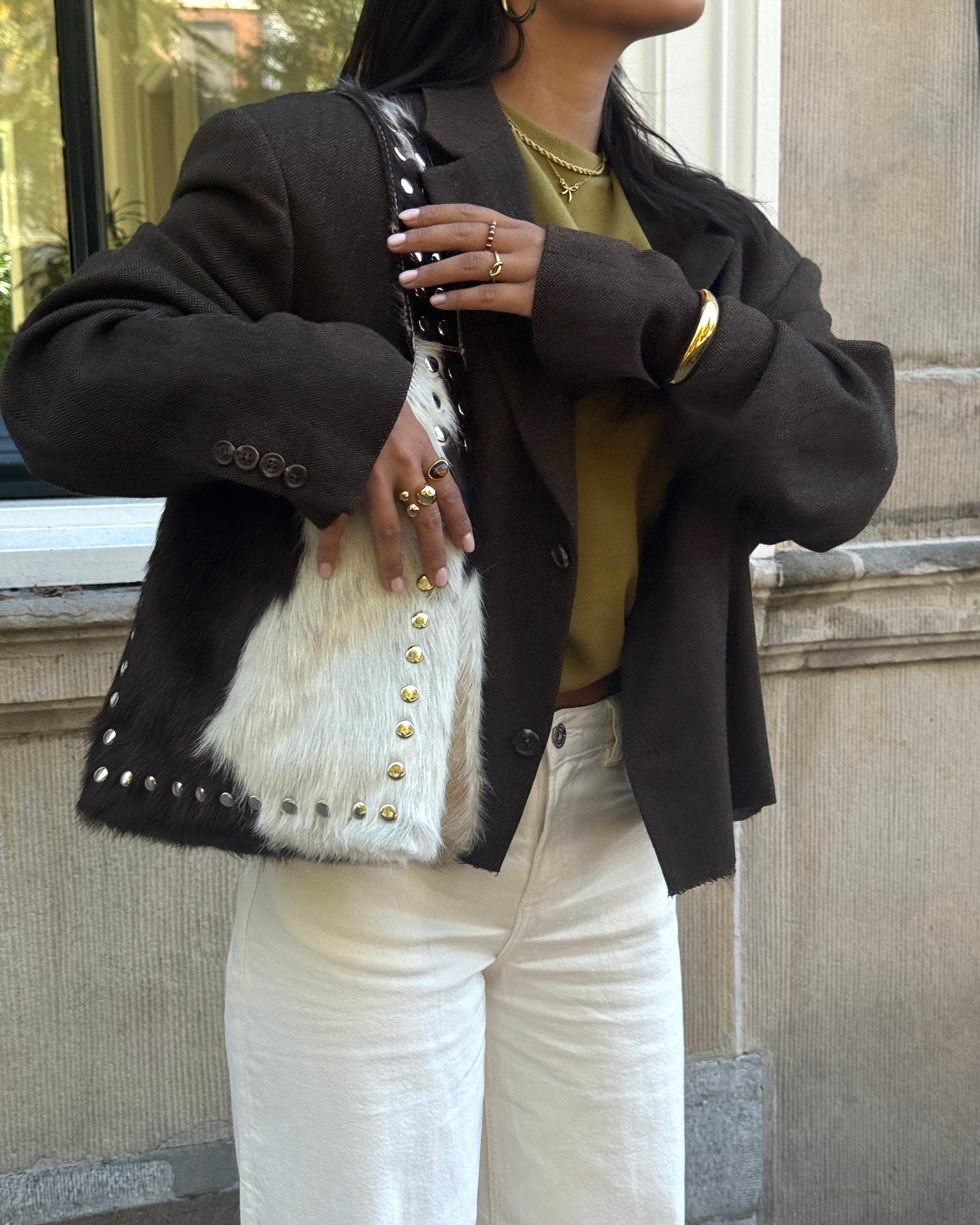 COW STUD SHOULDER BAG – 100% Genuine Hair On Leather