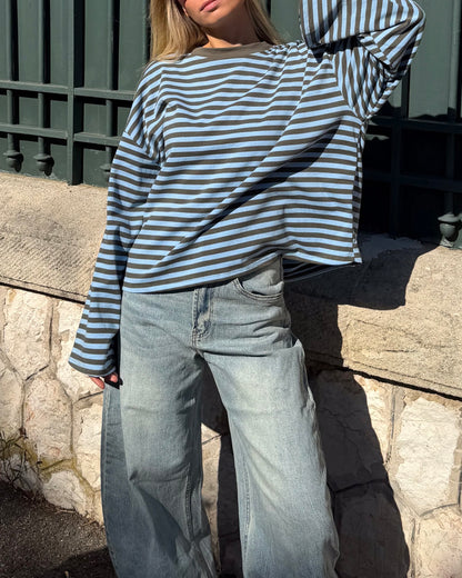 STRIPED LONGSLEEVE - BLUE/BROWN