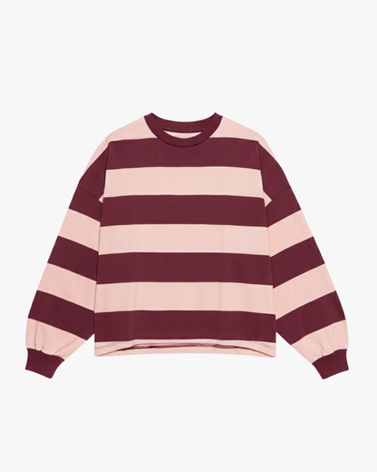 BOLD STRIPED SWEATER LONGSLEEVE - BURGUNDY/PINK