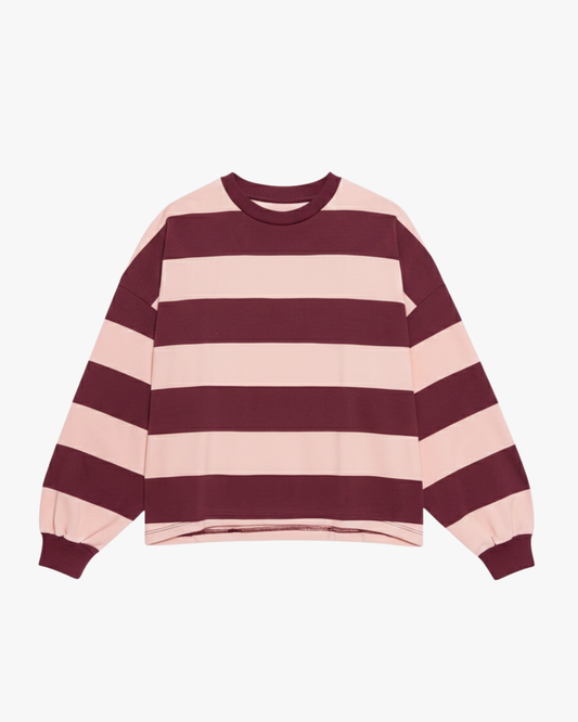BOLD STRIPED SWEATER LONGSLEEVE - BURGUNDY/PINK