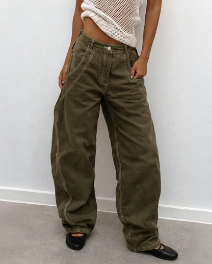 BALLOON JEANS - KHAKI ARMY