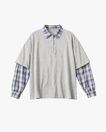 CHECKED POLO SHIRT - GREY