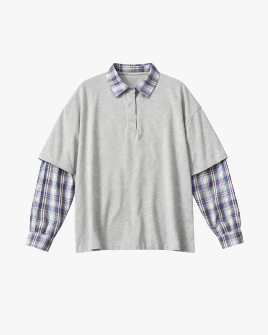 CHECKED POLO SHIRT - GREY