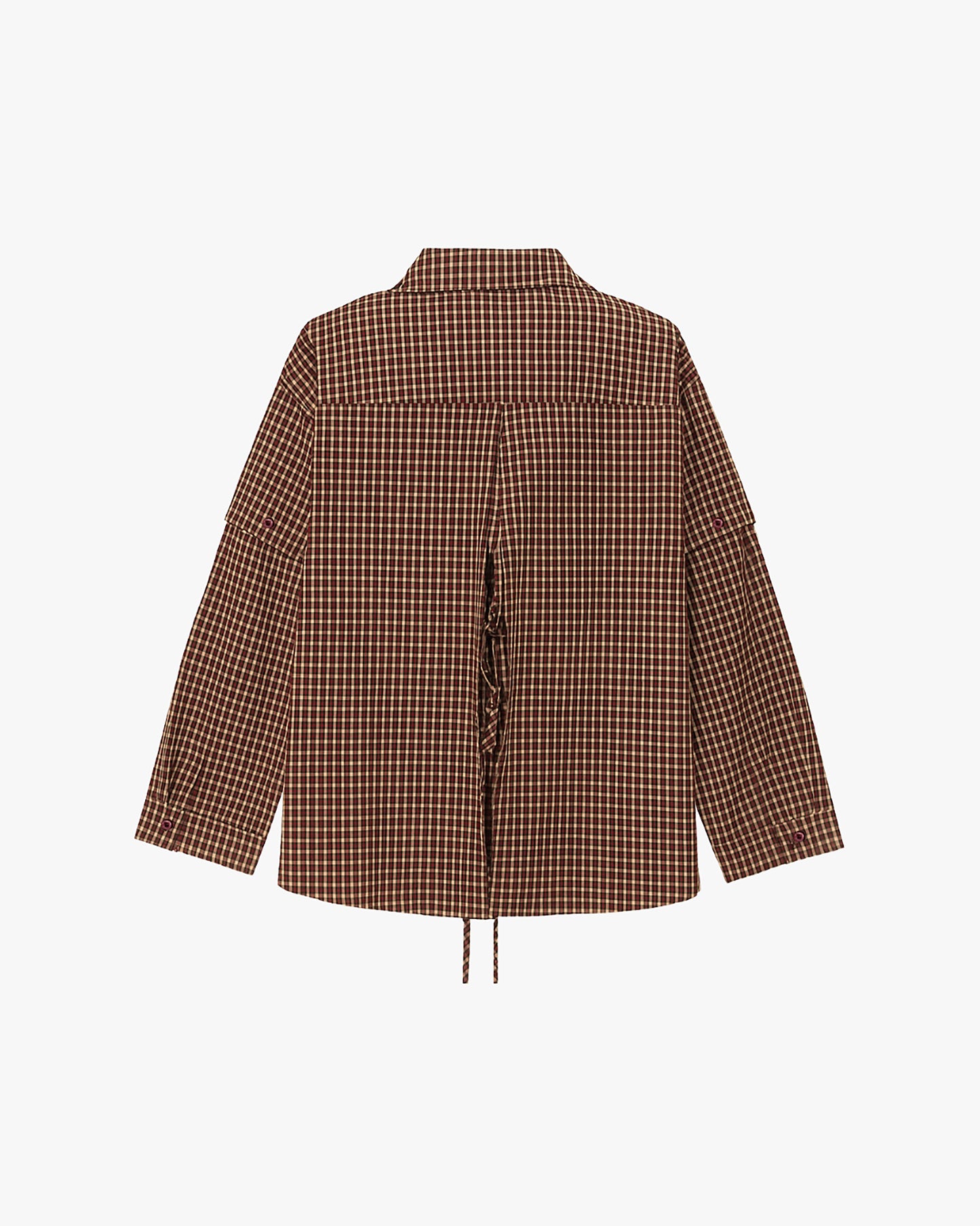 CHECKERED SHIRT WITH ADJUSTABLE SLEEVES - AUBURN