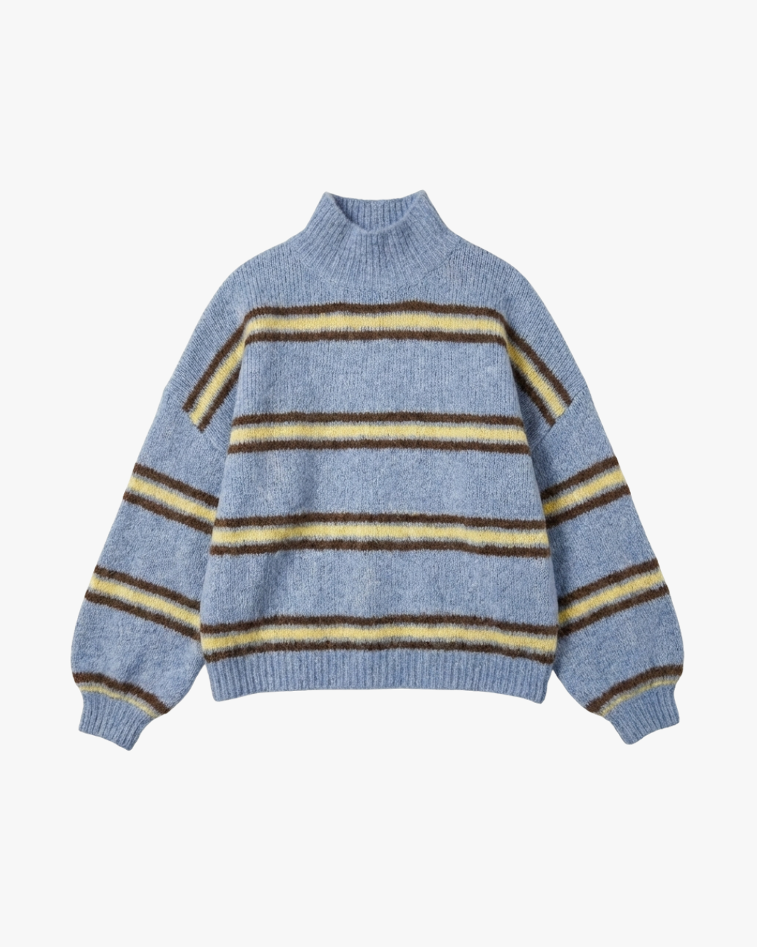 DOUBLE STRIPED FUZZY KNIT - BLUE