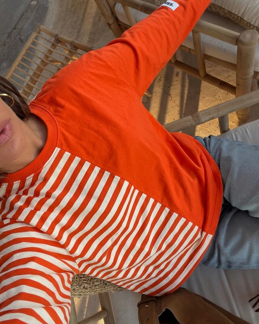 DUAL STRIPES LONGSLEEVE - ORANGE/WHITE