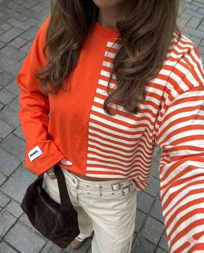 DUAL STRIPES LONGSLEEVE - ORANGE/WHITE