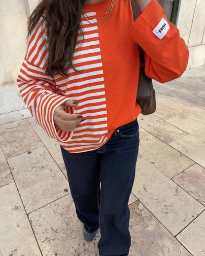 DUAL STRIPES LONGSLEEVE - ORANGE/WHITE