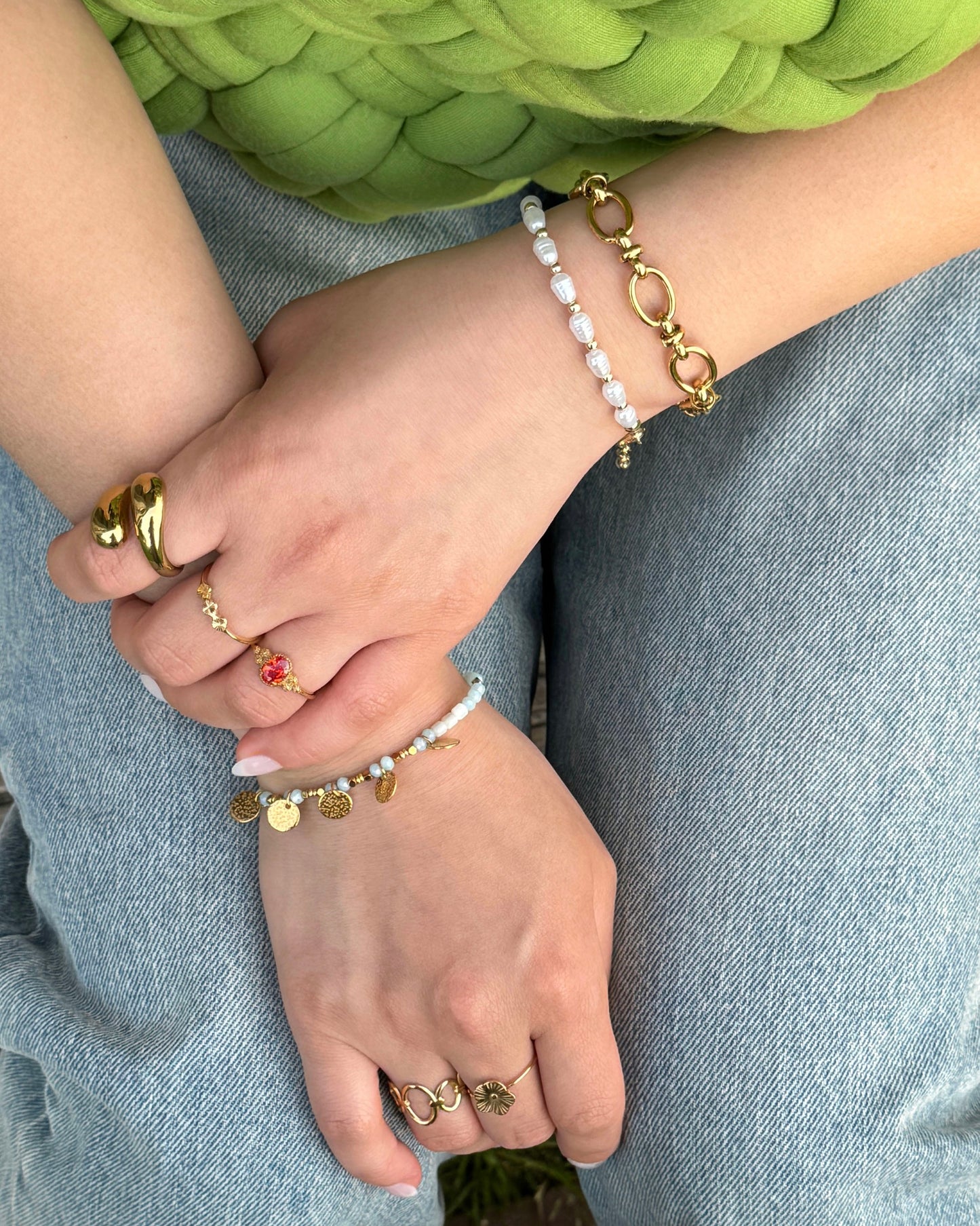 BOHO COINS BRACELET - LIGHT BLUE