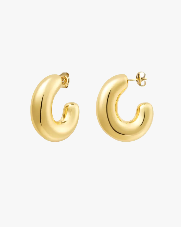 CHUNKY HALF MOON EARRINGS - GOLD