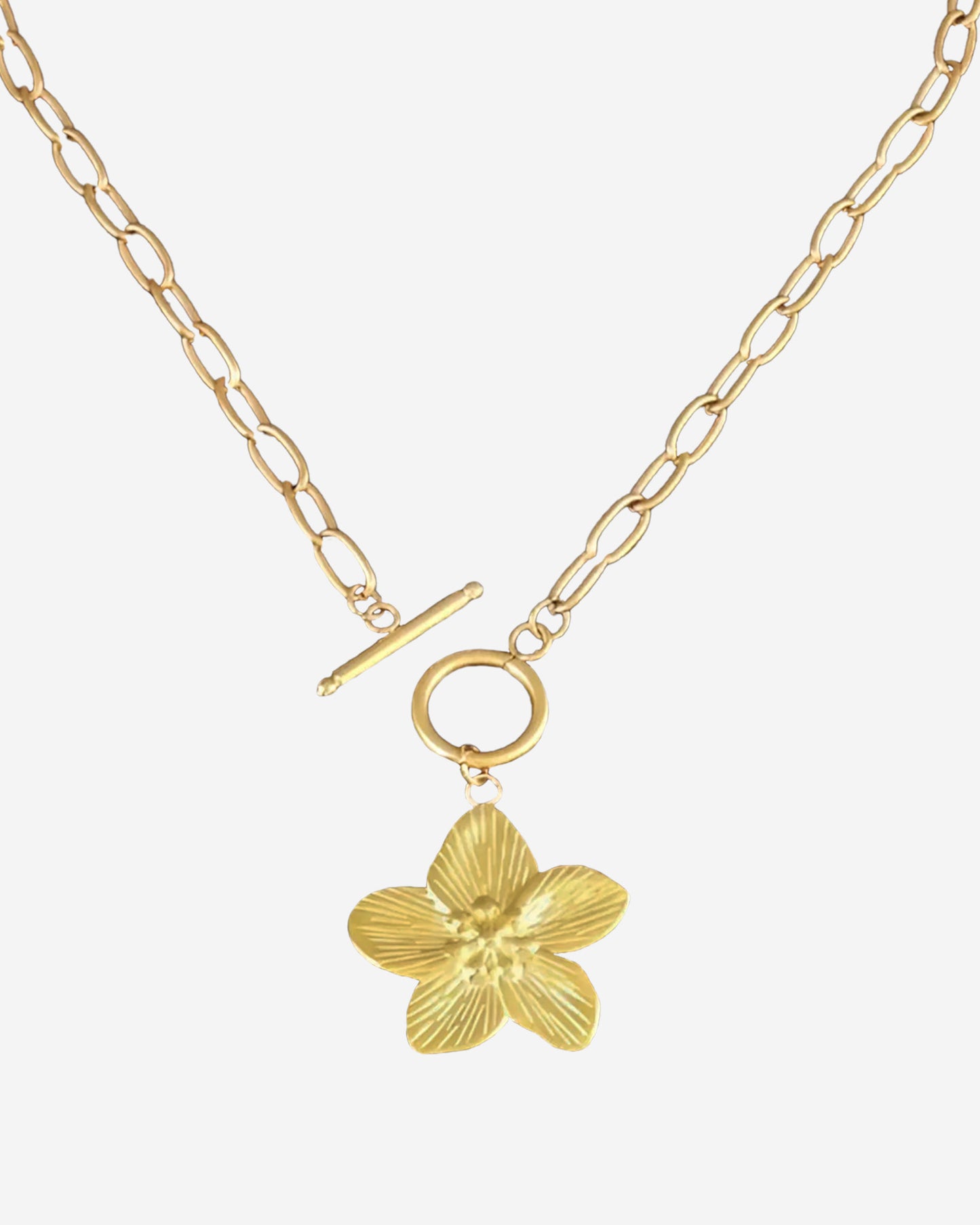 CHUNKY FLOWER CHARM  NECKLACE - GOLD