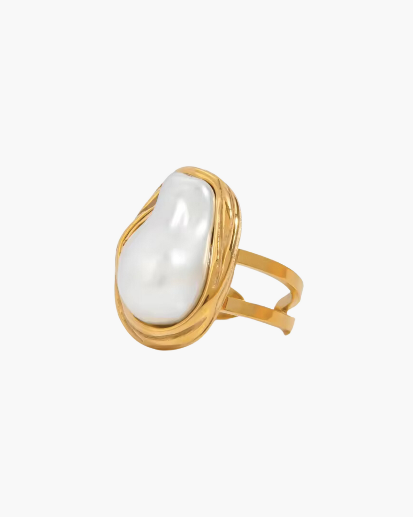 CHUNKY PEARL RING - GOLD