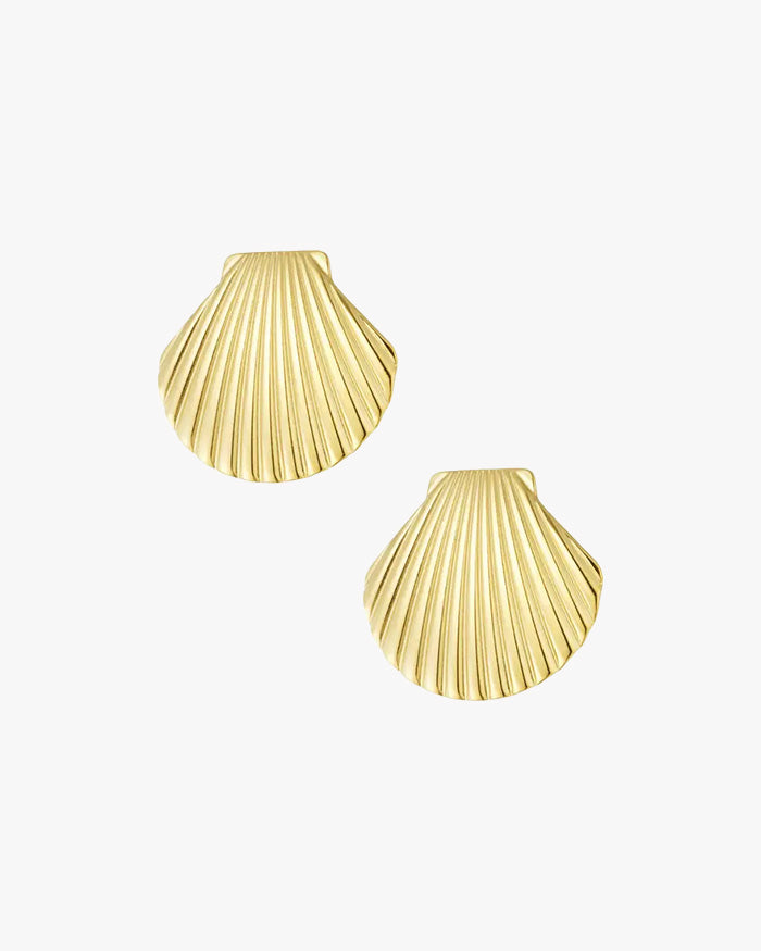 CHUNKY SHELL STUDS EARRINGS - GOLD