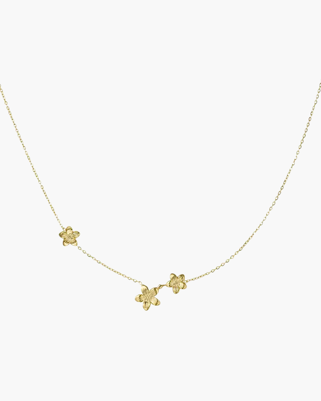 CLASSIC 3 FLOWERS NECKLACE - GOLD