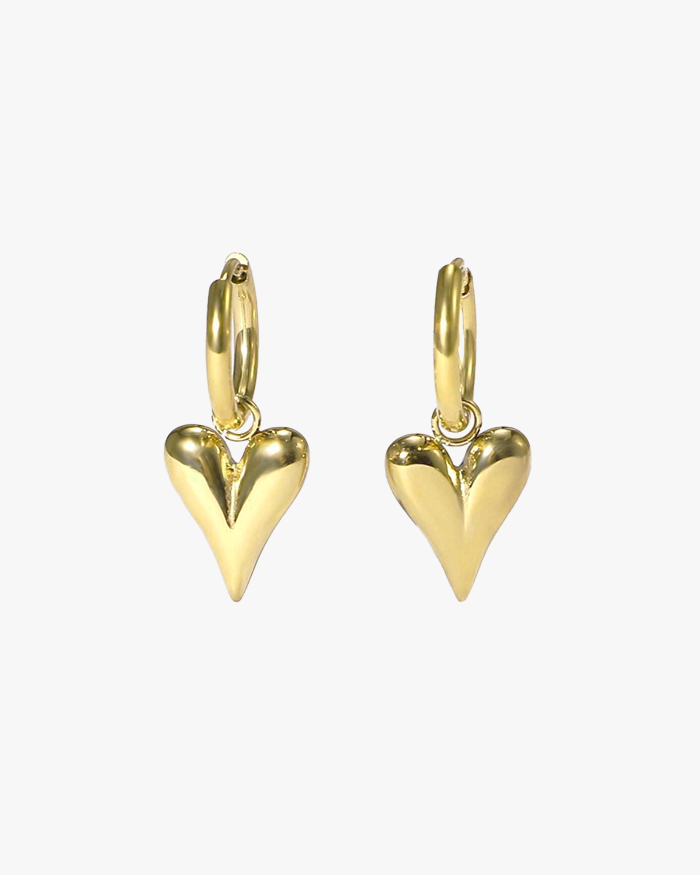 HEART CHARM EARRINGS - GOLD