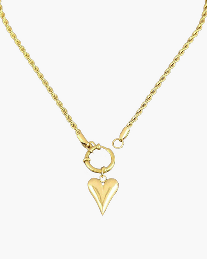 CHUNKY HEART CHARM NECKLACE - GOLD