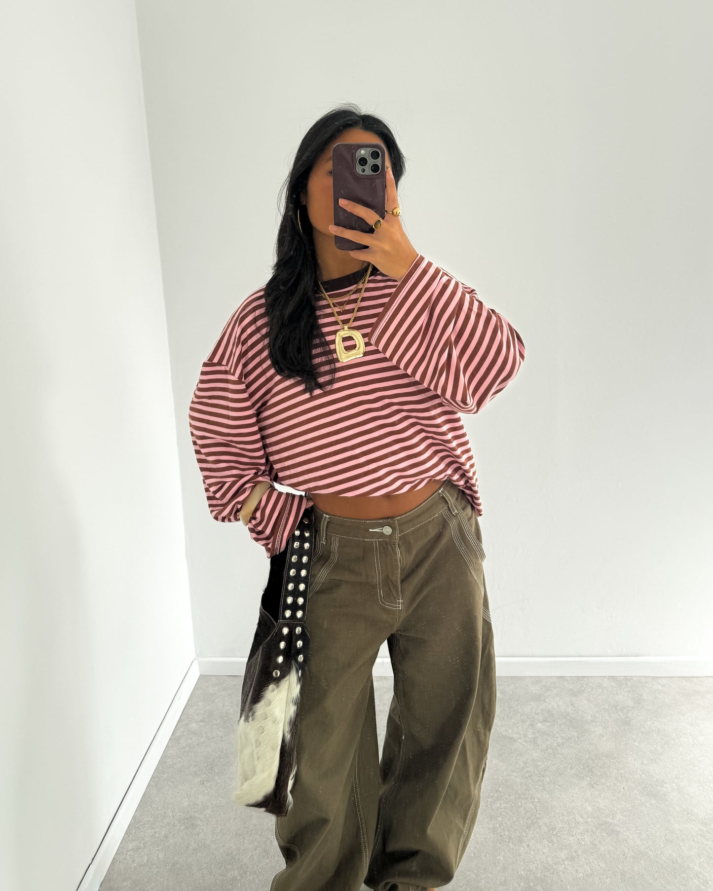 STRIPED LONGSLEEVE - PINK/BROWN