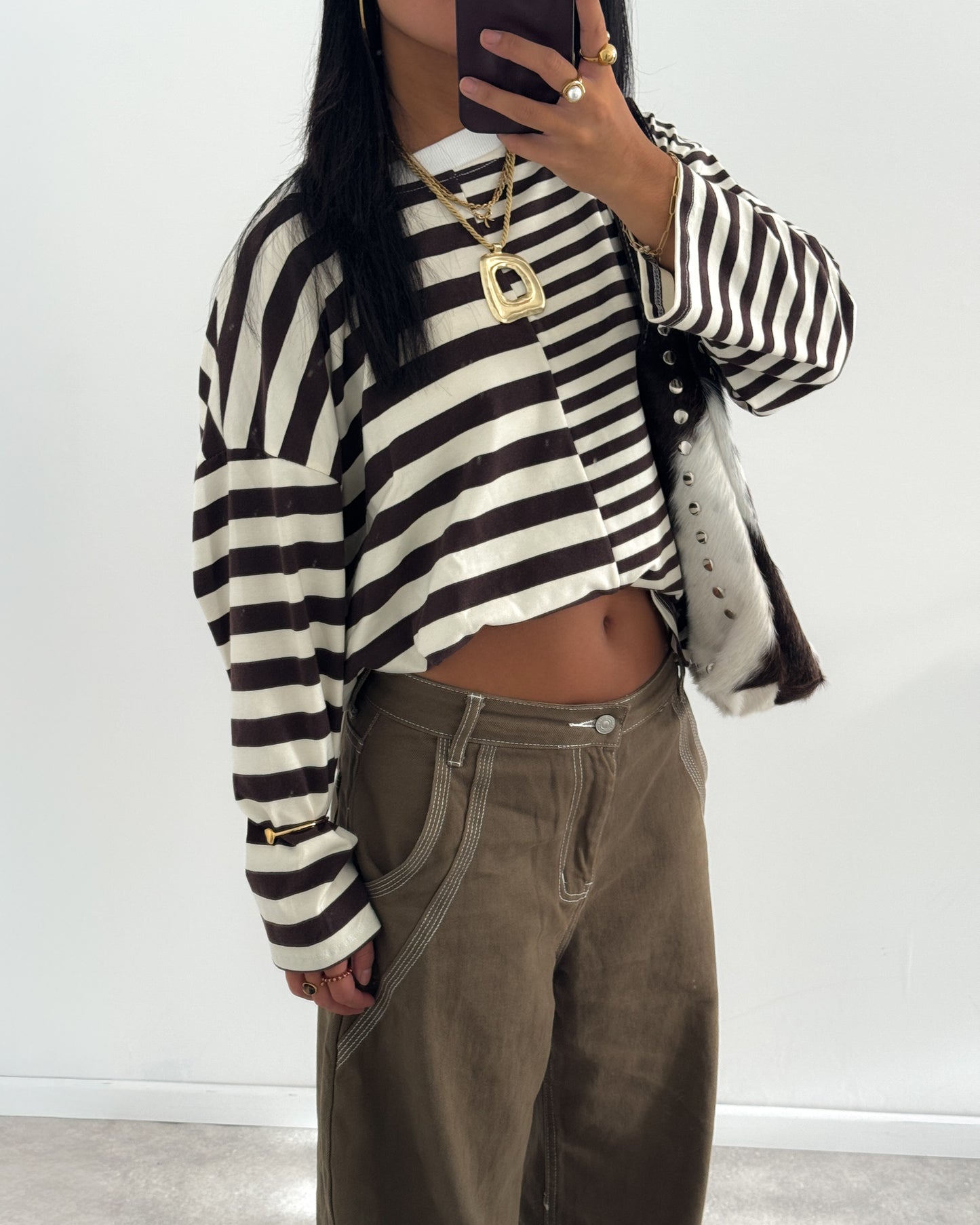 DOUBLE STRIPE LONGSLEEVE - BROWN