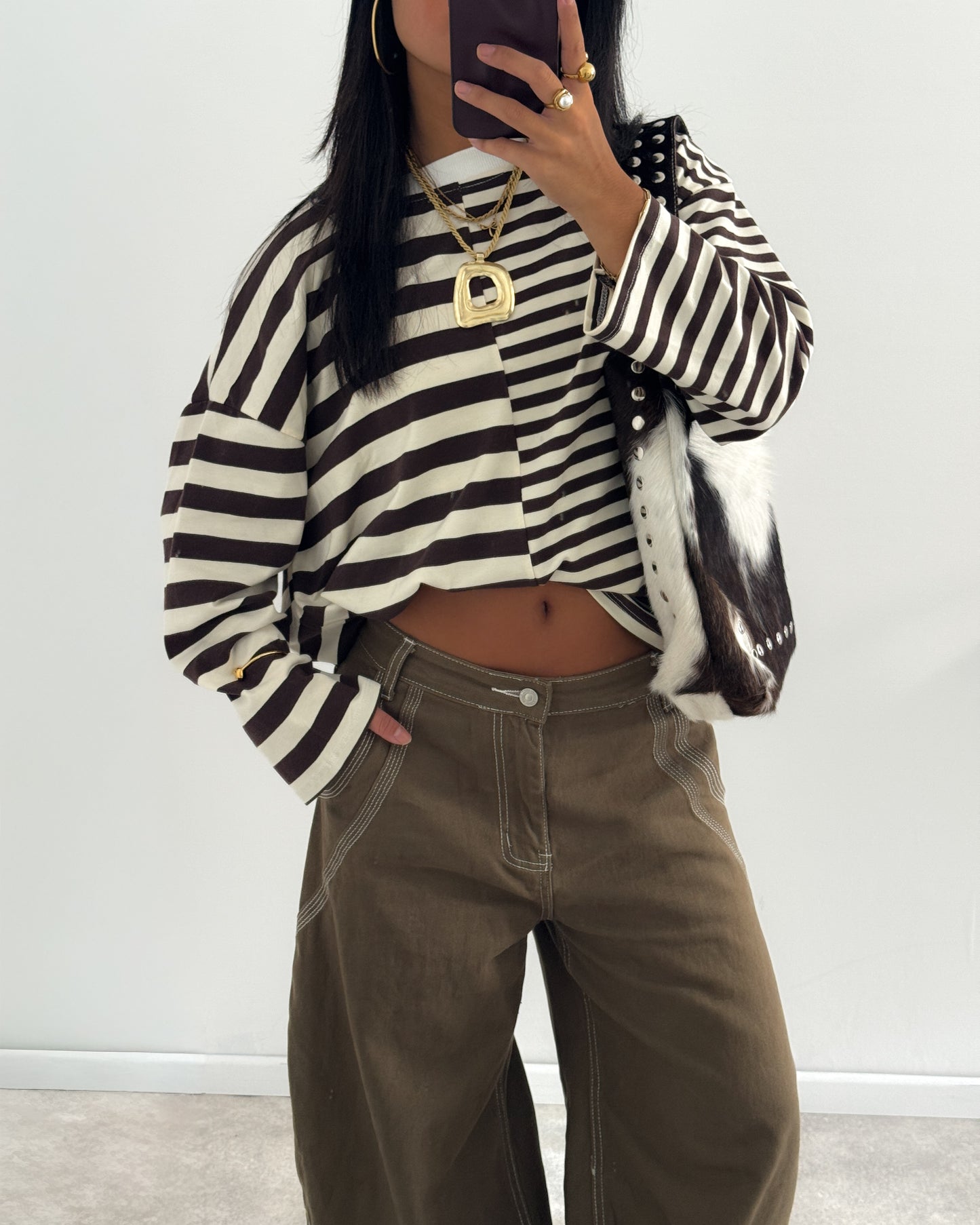 DOUBLE STRIPE LONGSLEEVE - BROWN