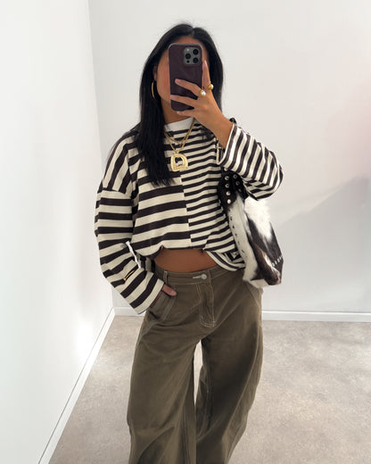 DOUBLE STRIPE LONGSLEEVE - BROWN