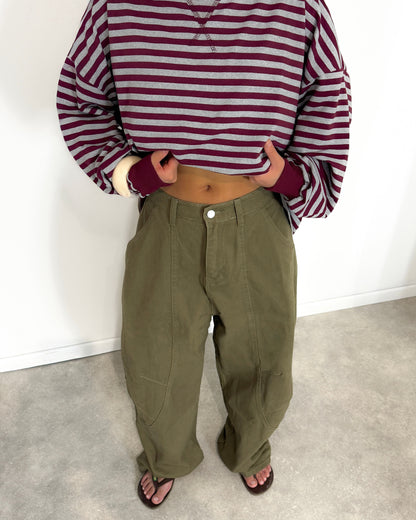 OVERSIZED BALLOON JEANS - KHAKI ARMY