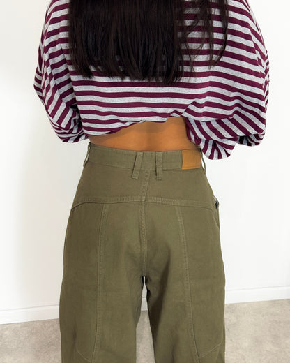 OVERSIZED BALLOON JEANS - KHAKI ARMY