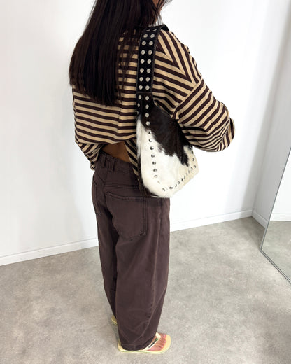 STRIPED SWEATER LONGSLEEVE - BEIGE/BROWN