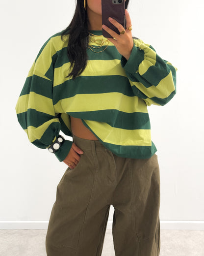 BOLD STRIPED SWEATER LONGSLEEVE - YELLOW/GREEN