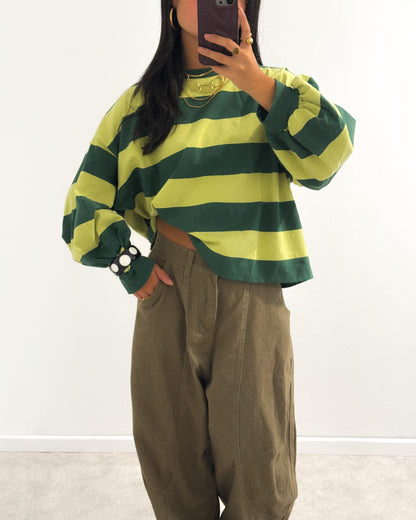 BOLD STRIPED SWEATER LONGSLEEVE - YELLOW/GREEN