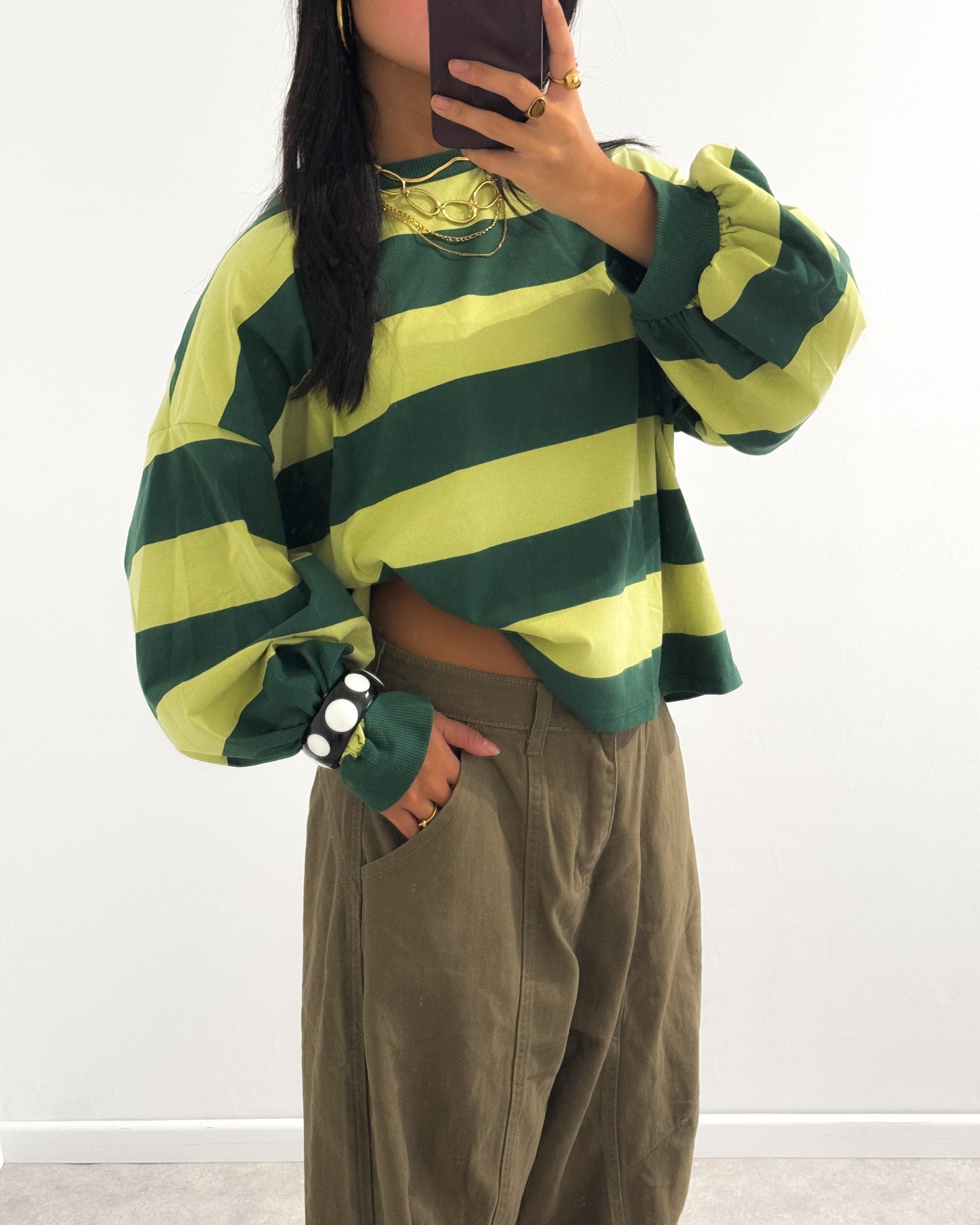 BOLD STRIPED SWEATER LONGSLEEVE - YELLOW/GREEN