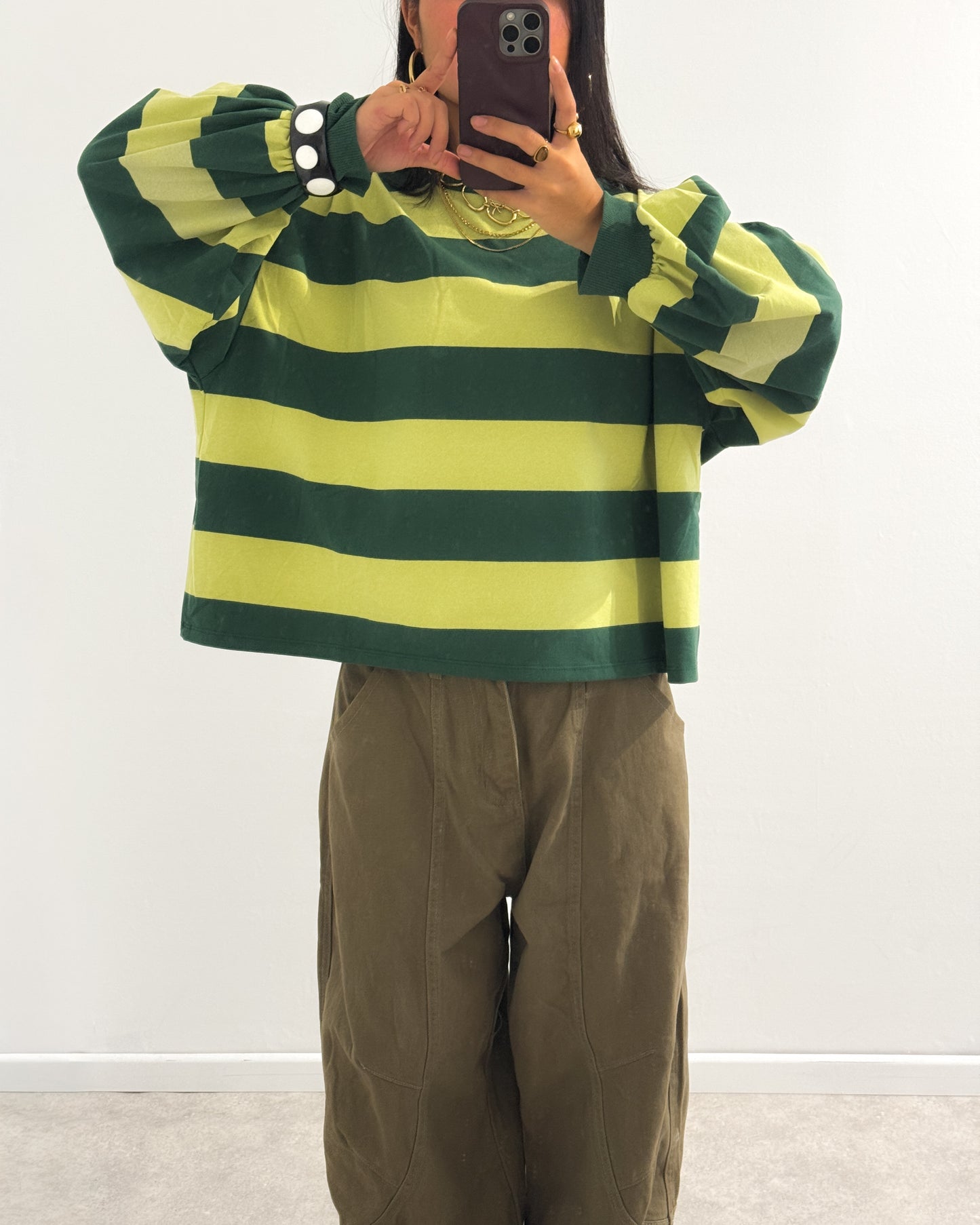 BOLD STRIPED SWEATER LONGSLEEVE - YELLOW/GREEN