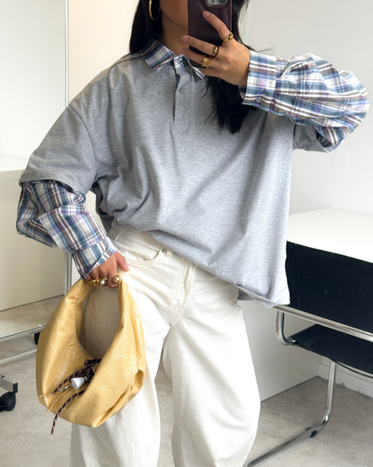 CHECKED POLO SHIRT - GREY