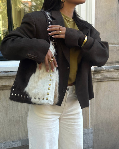 COW STUD SHOULDER BAG – 100% Genuine Hair On Leather