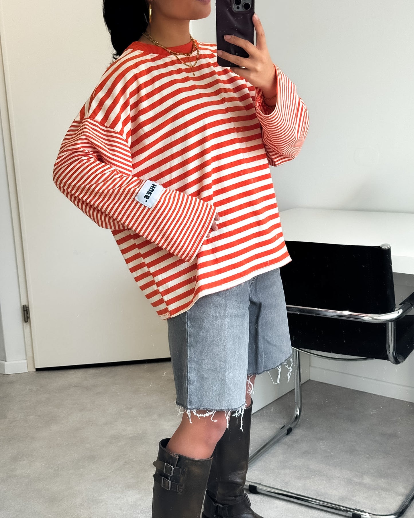 STRIPED LONGSLEEVE - ORANGE/WHITE