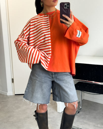 DUAL STRIPES LONGSLEEVE - ORANGE/WHITE