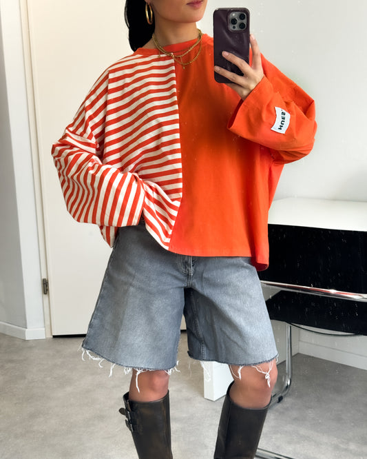 DUAL STRIPES LONGSLEEVE - ORANGE/WHITE