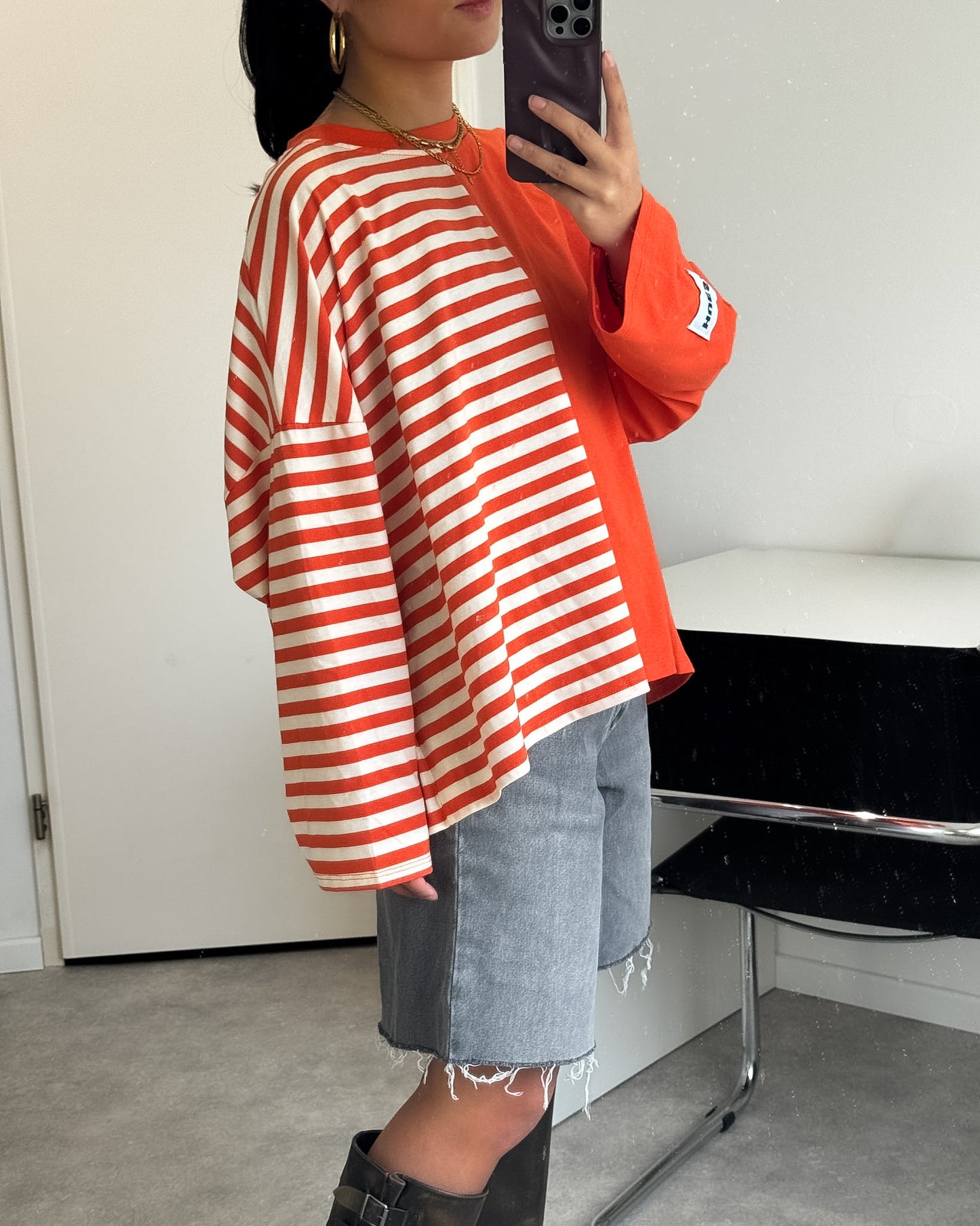 DUAL STRIPES LONGSLEEVE - ORANGE/WHITE