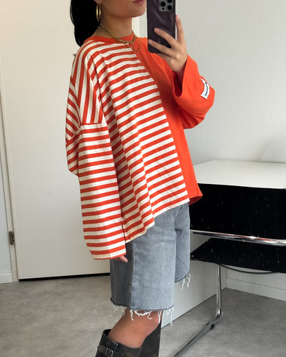 DUAL STRIPES LONGSLEEVE - ORANGE/WHITE