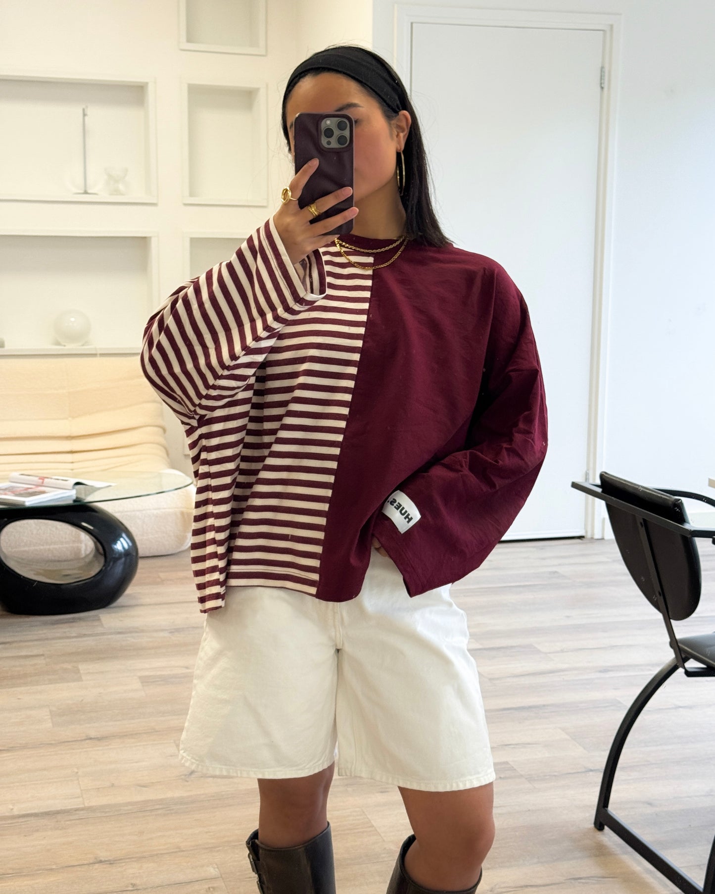 DUAL STRIPES LONGSLEEVE - BURGUNDY