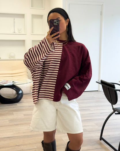 DUAL STRIPES LONGSLEEVE - BURGUNDY