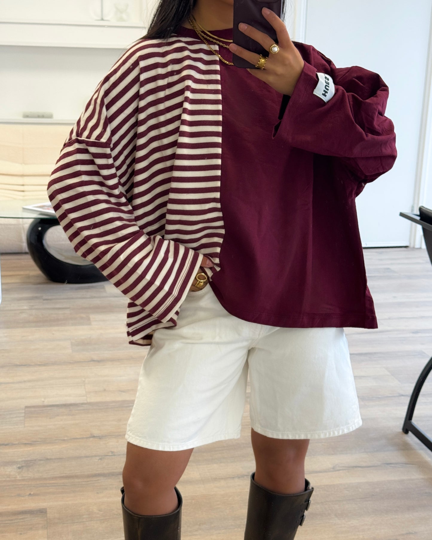 DUAL STRIPES LONGSLEEVE - BURGUNDY