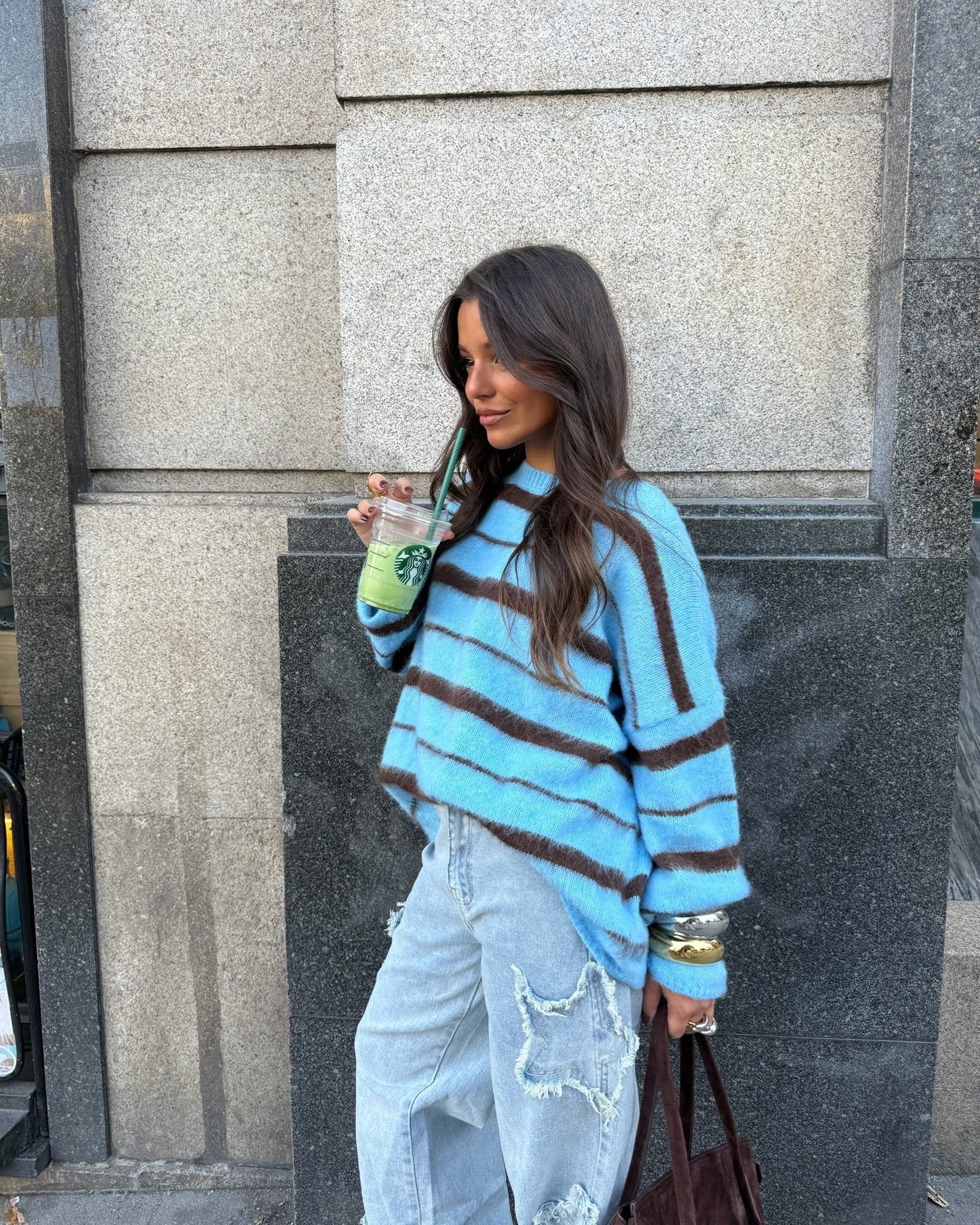 STRIPED MOHAIRMIX KNIT - BLUE