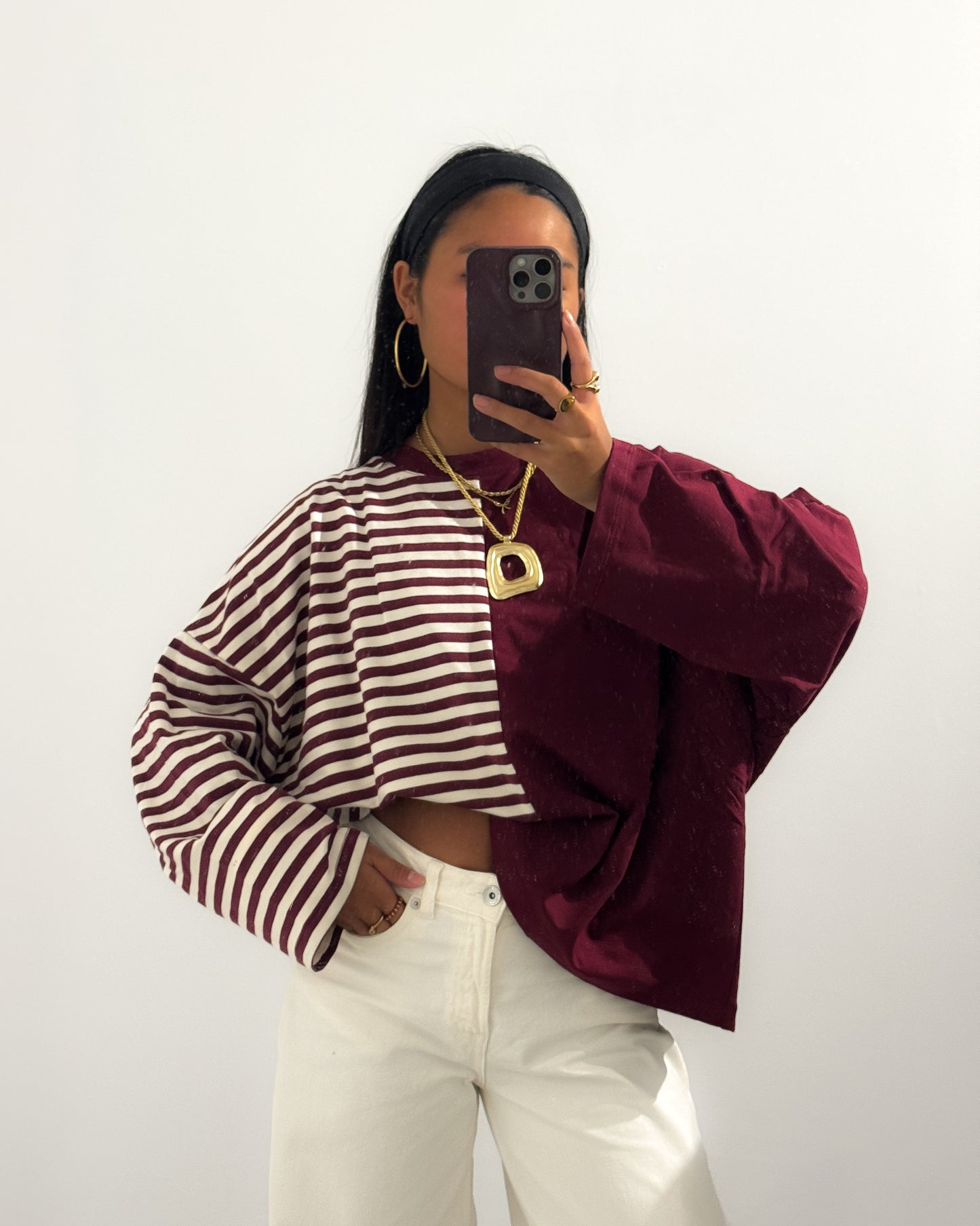 DUAL STRIPES LONGSLEEVE - BURGUNDY