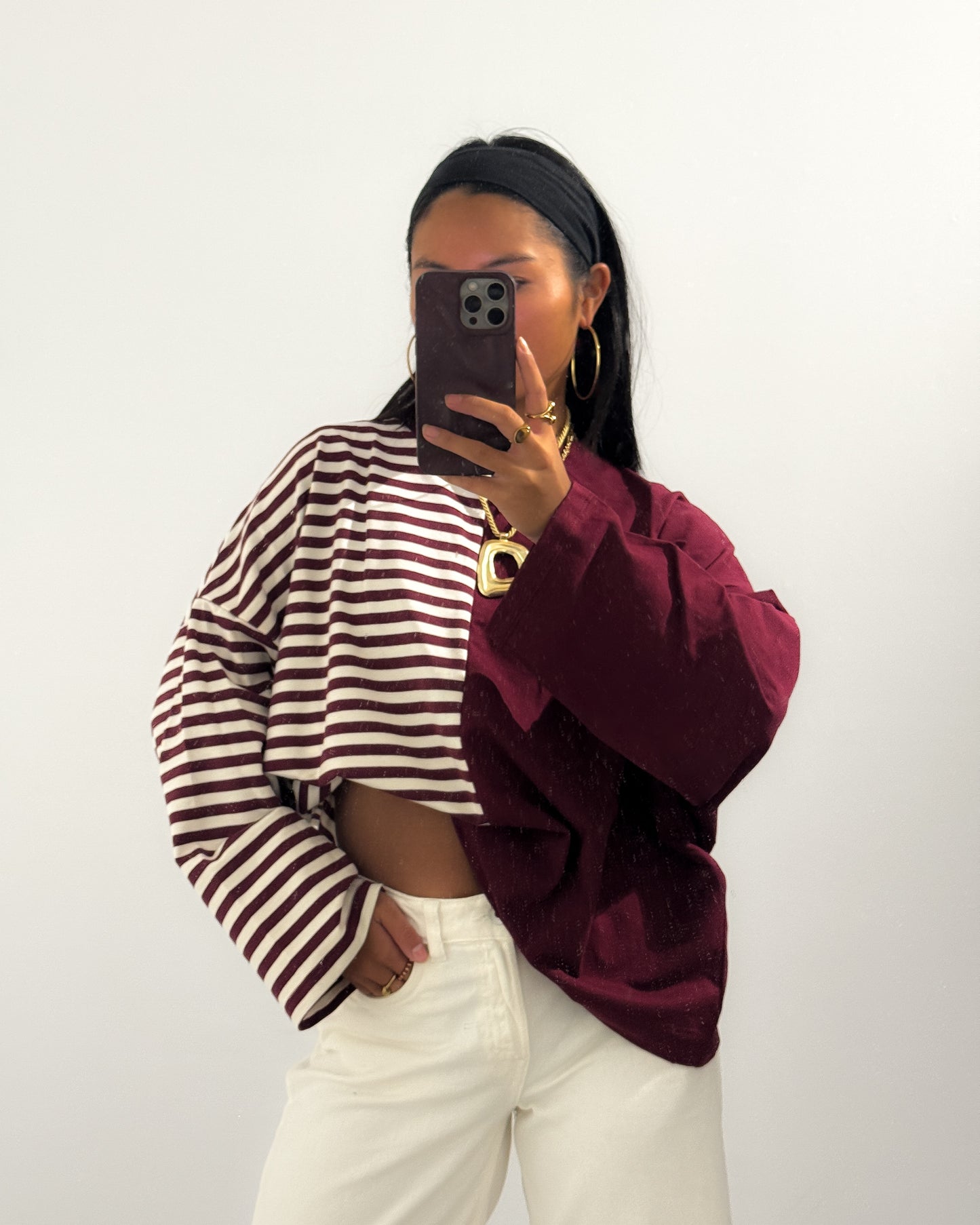 DUAL STRIPES LONGSLEEVE - BURGUNDY