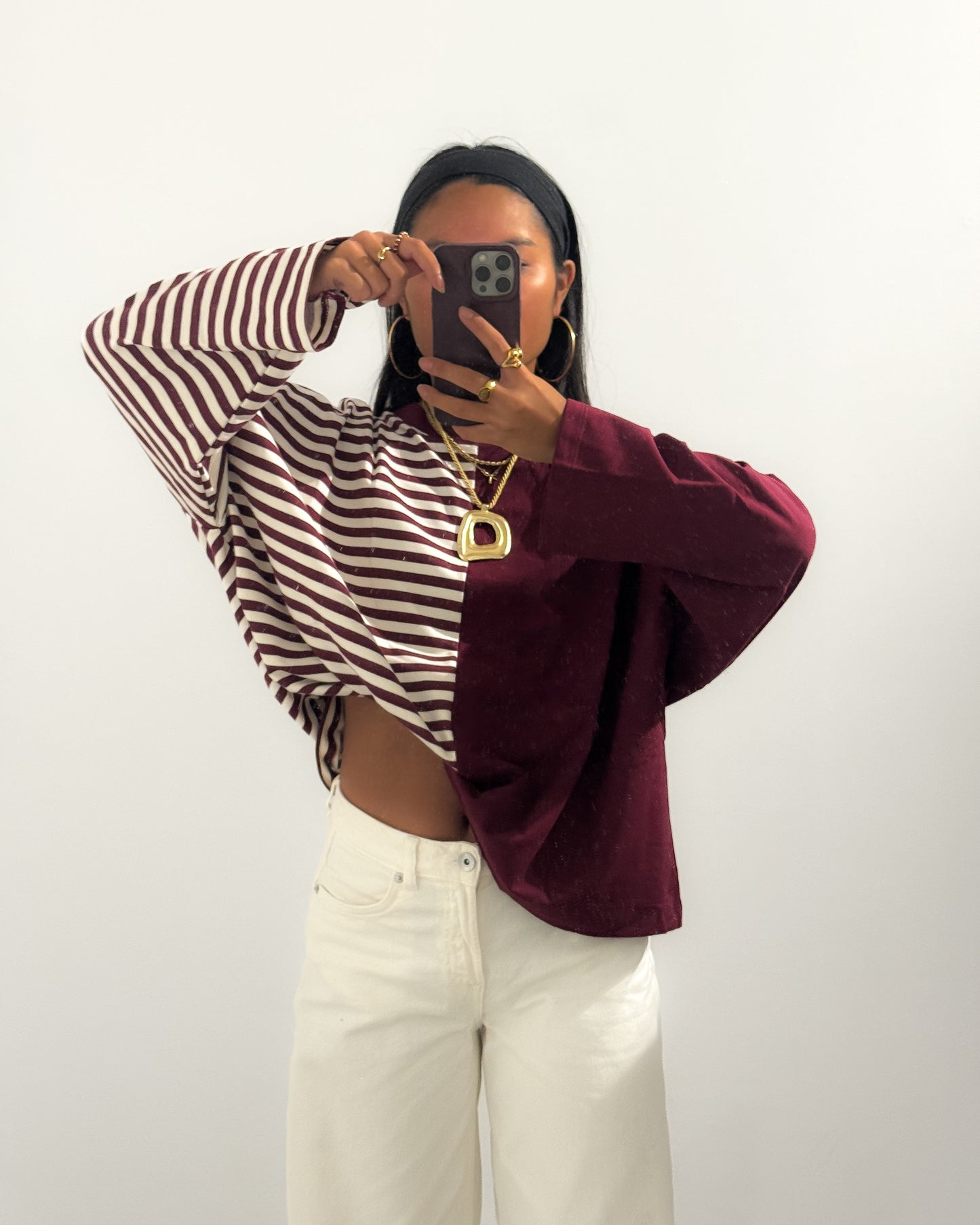 DUAL STRIPES LONGSLEEVE - BURGUNDY