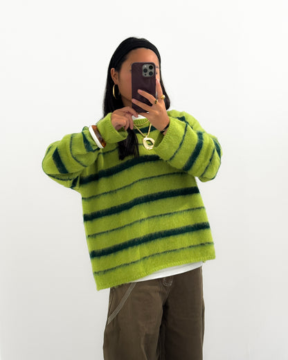 STRIPED MOHAIRMIX KNIT - GREEN