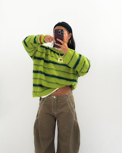 STRIPED MOHAIRMIX KNIT - GREEN