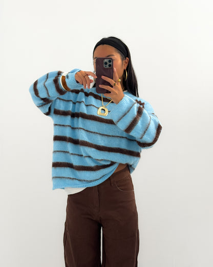 STRIPED MOHAIRMIX KNIT - BLUE